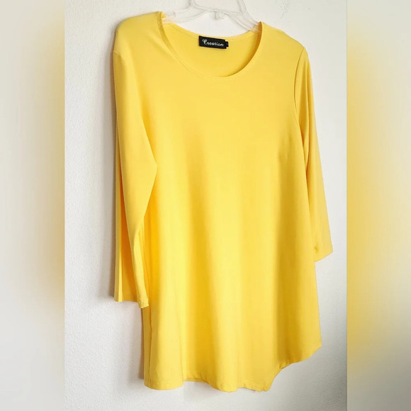 Creation Women's Tunic Top 3/4 Sleeves Pullover 95% Polyester 5% Spandex Size L - Picture 2 of 7